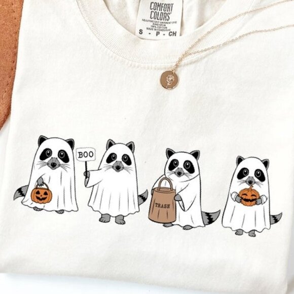 Ghost Raccoon Halloween Shirt, Retro Raccoon Tee, Cute Raccoon Shirt - Picture 2 of 3